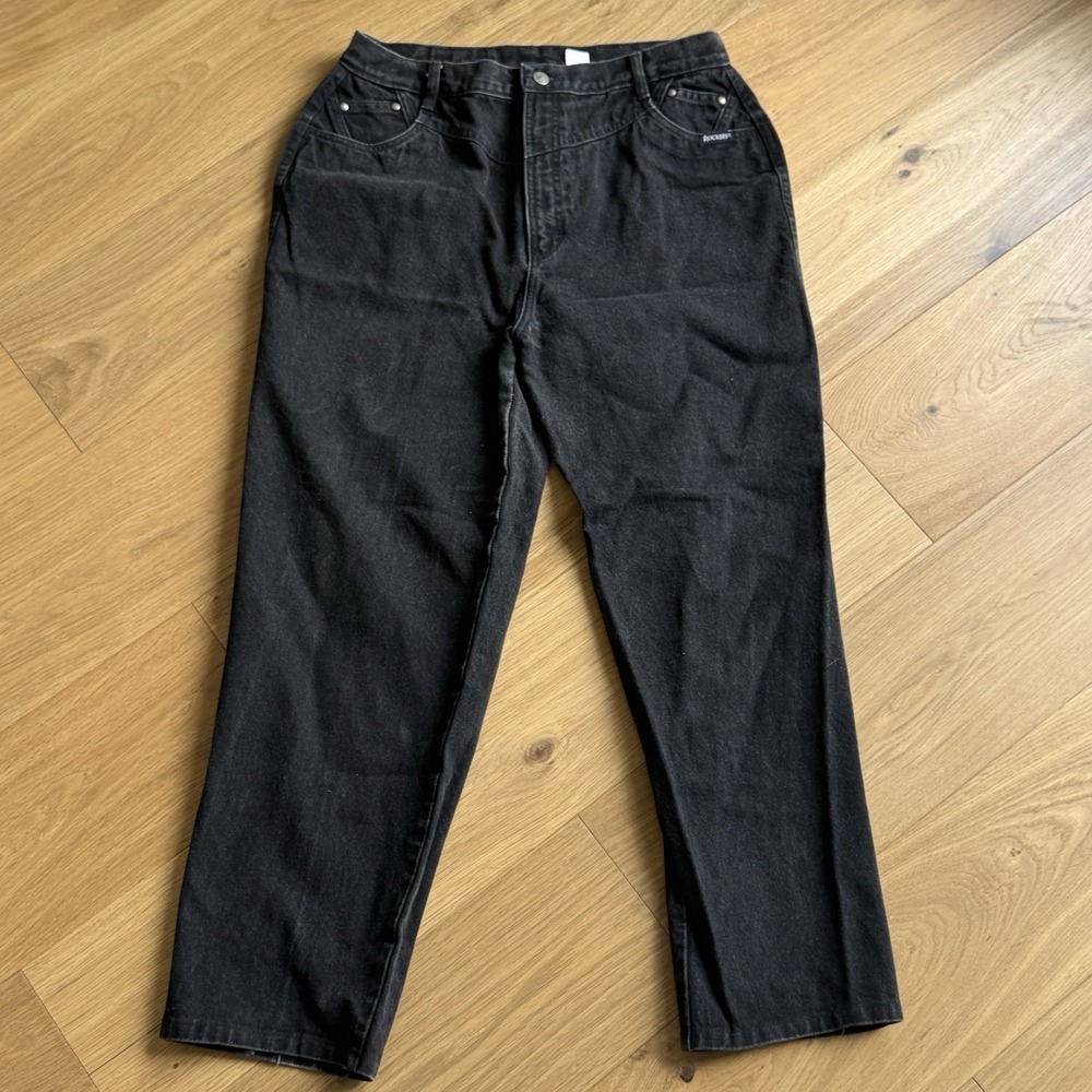 Vintage Rockies Black High Waist Straight Leg Jeans Women 17/18 Hemmed 31x28